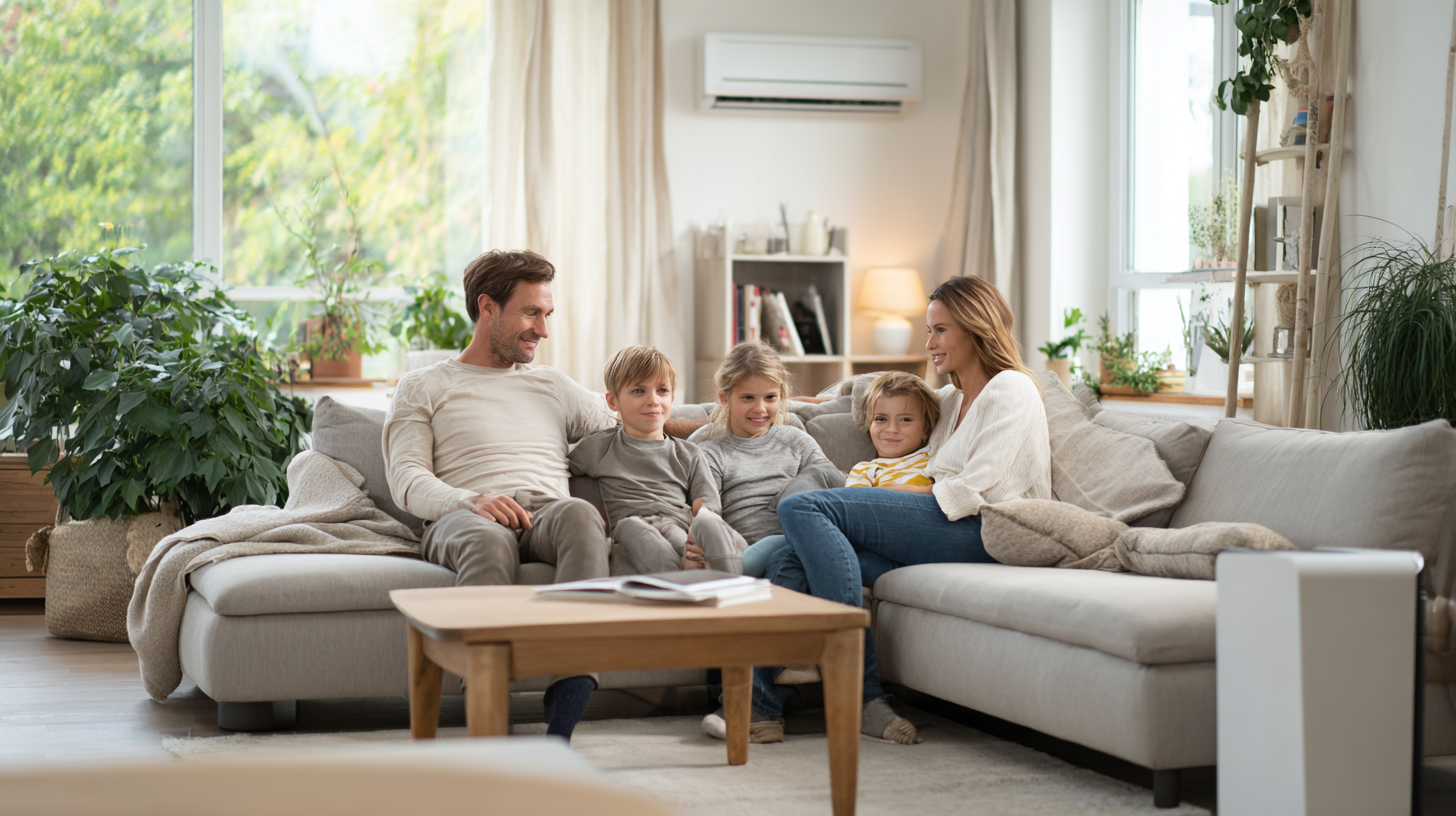 Comfortable family enjoying their home